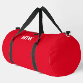 Bolso De Deporte Grande Plantilla de texto de monograma rojo y blanco bril