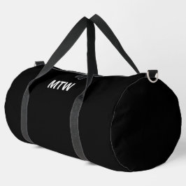 Bolso De Deporte Grande Plantilla de texto simple de monograma en blanco y
