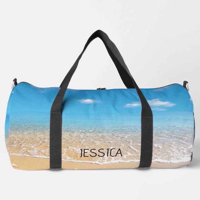 Bolso De Deporte Grande Playa moderna del océano azul en verano (Anverso)