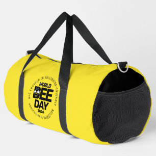 Bolso De Deporte Grande Polinizador negro amarillo del Día Mundial de la A