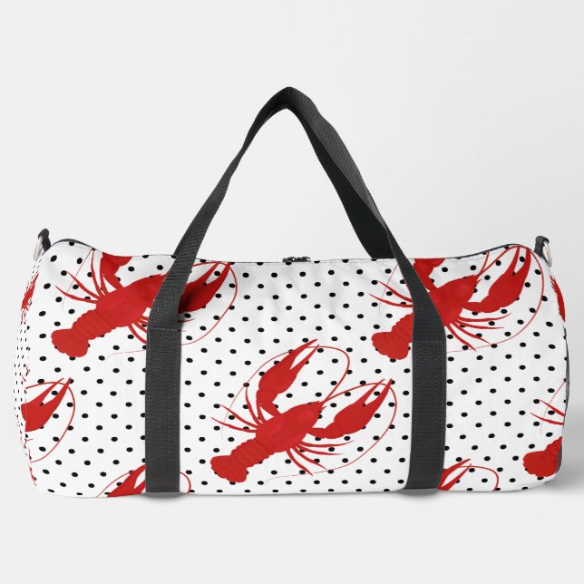 Bolso De Deporte Grande polka de langosta roja puntiaguda blanco (Anverso)