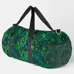 Bolso De Deporte Grande Profusión de Paisley Floral Vibrante Azul Verde