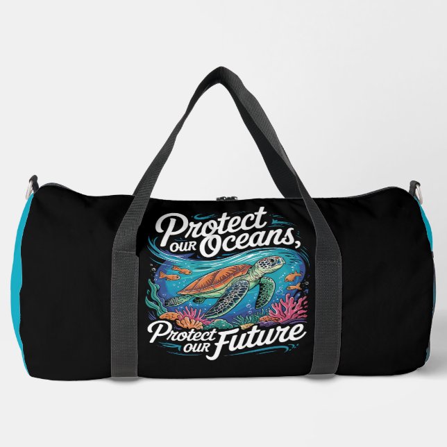 Bolso De Deporte Grande Protect Oceans Future Sea Turtle (Anverso)