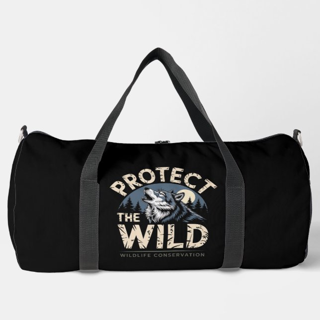 Bolso De Deporte Grande Protect Wild Wildlife Conservation Wolf (Anverso)