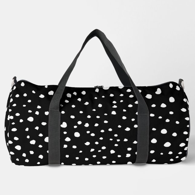 Bolso De Deporte Grande Puntos dálmatas, puntos dálmatas, blanco y negro (Anverso)