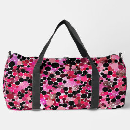 Bolso De Deporte Grande Puntos De Polka Negro Y Rosa