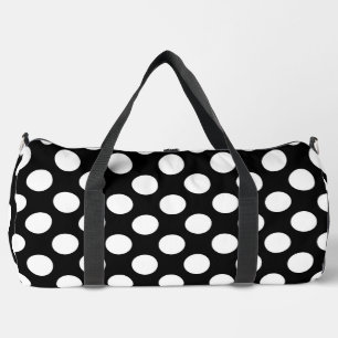 Bolso De Deporte Grande Puntos de polka negros y blancos, patrón de punto