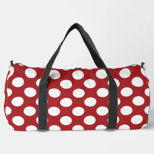 Bolso De Deporte Grande Puntos de Polka Rojo, Patrón de Punto de Polka, Pu
