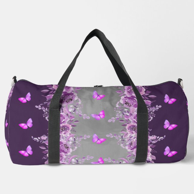Bolso De Deporte Grande Purple Butterfly Duffel Bag (Anverso)