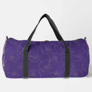 BOLSO DE DEPORTE GRANDE PÚRPURA OSCURA CON COSTAS DE ORO Y MERÁCIDOS