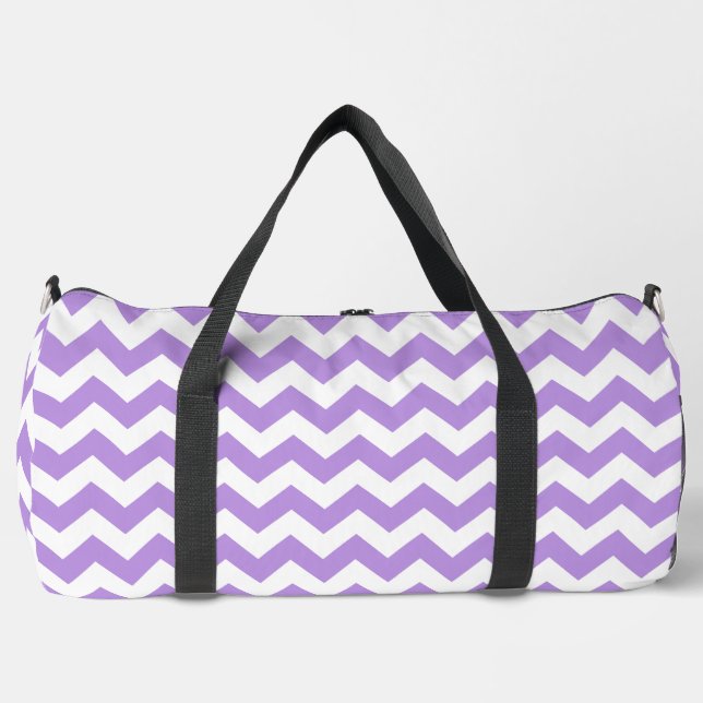Bolso De Deporte Grande Púrpura Zigzag, Púrpura Chevron, Patrón Geométrico (Anverso)