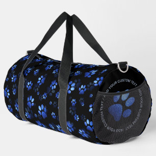 Bolso De Deporte Grande Purpurina azul Mascota Impresión sobre fondo negro