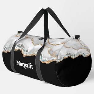Bolso De Deporte Grande Purpurina de imitación de oro blanco y negro agran
