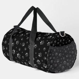 Bolso De Deporte Grande Purpurina de plata negro brillante con hojas de pa