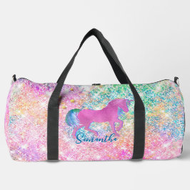 Bolso De Deporte Grande Purpurina de unicornio arcoiris rosado