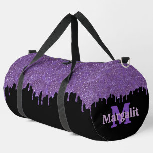 Bolso De Deporte Grande Purpurina Girly Purple gotea negro grande