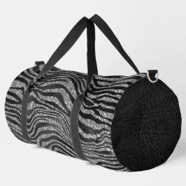 Bolso De Deporte Grande Purpurina NEGRO Y PLATA PARECER IMPRESIONES ANIMAL