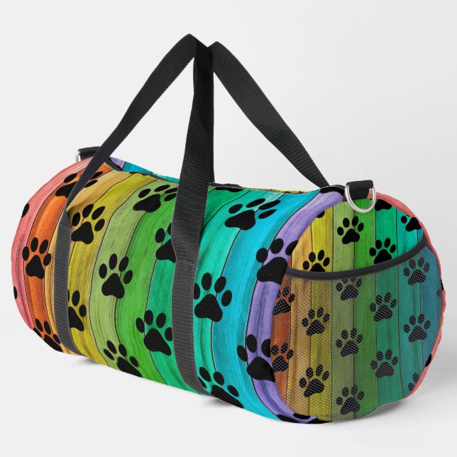 Bolso De Deporte Grande Rainbow Plank Paw Print Pet Weekender (Esquina derecha)