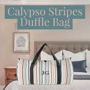Bolso De Deporte Grande Rayas calipso coloridas Verde azuladas de gris ros