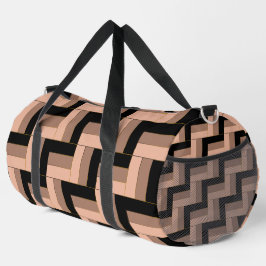 Bolso De Deporte Grande Rectángulos geométricos de Mocha negra marrón