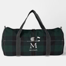 Regalo de golfista de golf Elegante Plaid Monogram