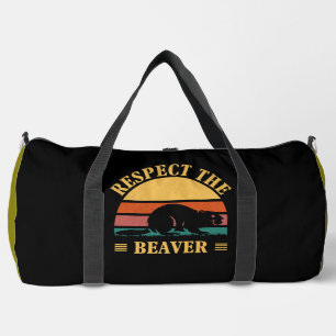 Bolso De Deporte Grande Respeta Al Castor Atardecer Retro