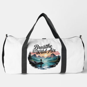 Bolso De Deporte Grande "Respira el Aire Salvaje" - Aventura en el Lago de