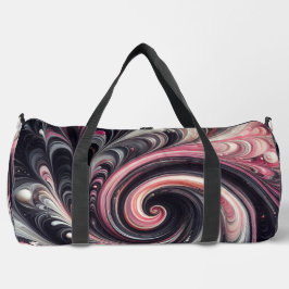 Bolso De Deporte Grande Resumen de la modernidad Swirling rosa, negro y bl