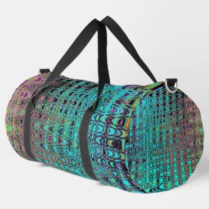Bolso De Deporte Grande Resumen de las ondas kaleidoscópicas Aqua Retro Bo