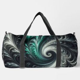 Bolso De Deporte Grande Resumen Moderno Swirling Green, Silver y Black