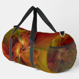 Bolso De Deporte Grande Resumen Naranja rojo Brown Flor de arte fractal ve