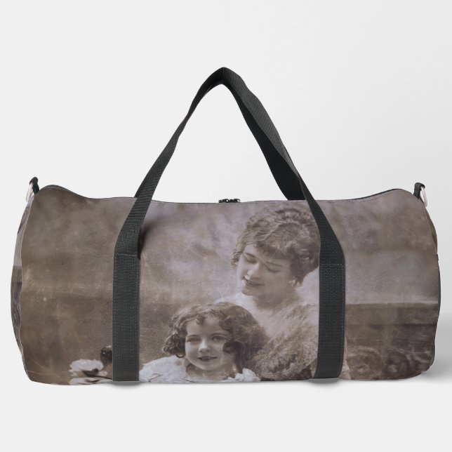 Bolso De Deporte Grande Retrato de madre e hijo de la vieja Sepia (Anverso)