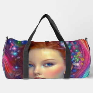 Bolso De Deporte Grande Retrato de pelo arcoiris encantado