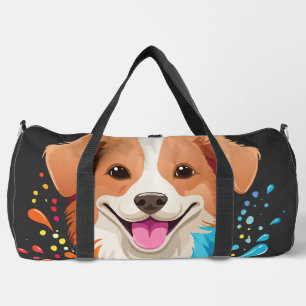 Bolso De Deporte Grande Retrato de un perro lindo con colores fluidos que