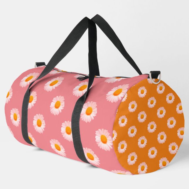 Bolso De Deporte Grande Retro Boho Daisies Groovy Daisy Flower Power Large (Esquina izquierda)