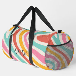 Bolso De Deporte Grande Retro Monogram Colorful Wavy Stripes
