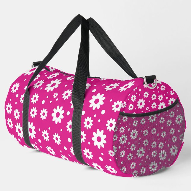 BOLSO DE DEPORTE GRANDE ROPA CALIENTE CON FLORES BLANCOS DIARIOS (Esquina derecha)