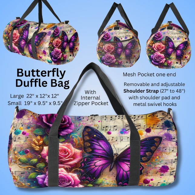 Bolso De Deporte Grande Rosas de mariposa pintura musical (Subido por el creador)