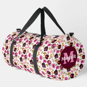Bolso De Deporte Grande Rosas Flores Rosadas Lilas Moradas Grande