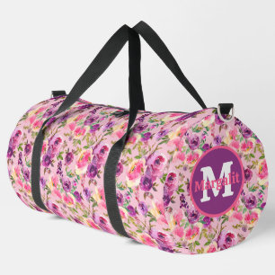 Bolso De Deporte Grande Rosas Flores Rosadas Lilas Moradas Grande