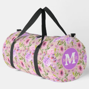 Bolso De Deporte Grande Rosas Flores Rosadas Lilas Moradas Grande