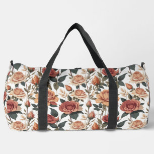 Bolso De Deporte Grande Rosas Rojas Antiguas Románticas Floral Cottagecore