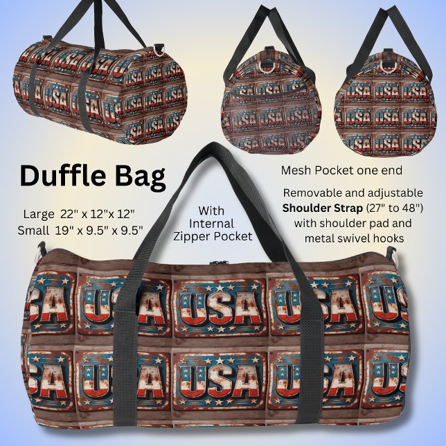 Bolso De Deporte Grande Rusty Patriotic USA Plate (Subido por el creador)