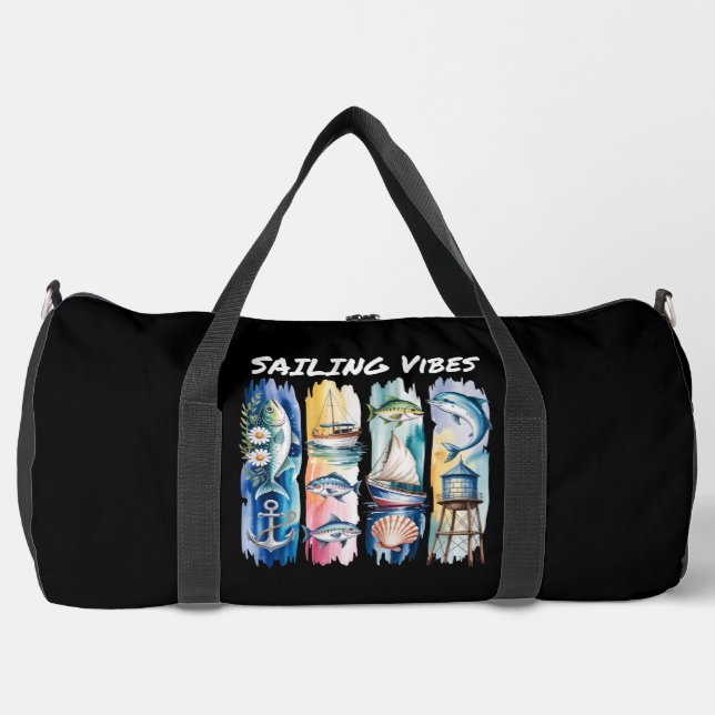 Bolso De Deporte Grande Sailing Vibes Marine  Ocean Elements   (Anverso)