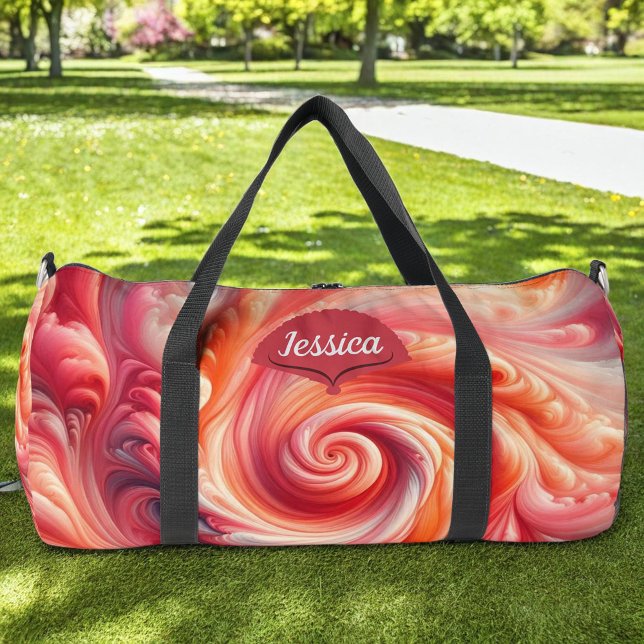 Bolso De Deporte Grande Salmon Pink Modern Abstract Swirling (Subido por el creador)