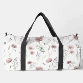 Bolso De Deporte Grande Salvia Rosa Verde Flor Silvestre Aquarela 