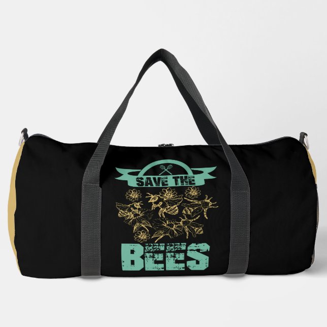 Bolso De Deporte Grande Save The Bees Floral Graphic (Anverso)