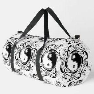 Bolso De Deporte Grande Símbolo de Yin & Yang estilo de tatuaje en blanco