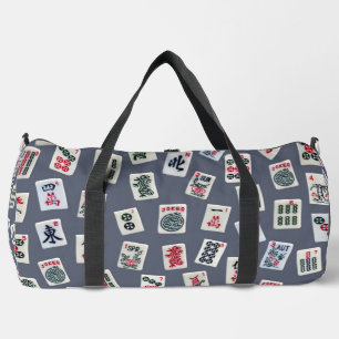 Bolso De Deporte Grande Símbolos Mahjong azules oscuros