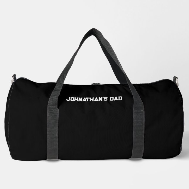 Bolso De Deporte Grande Simple Black and White Child's Name Dad Text (Anverso)